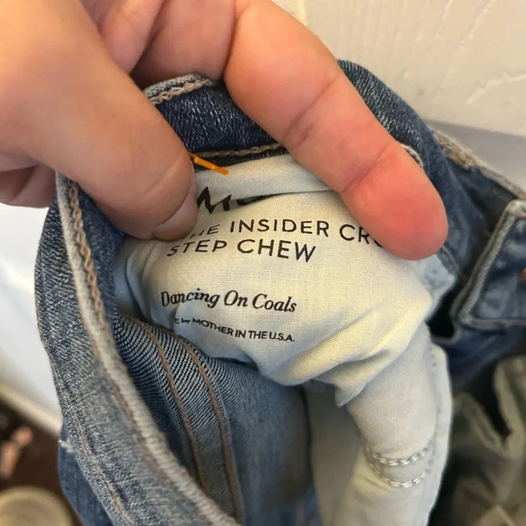 MOTHER Insider Crop Step Chew Denim Jeans High Rise Medium Wash Distressed 25 - Picture 4 of 7